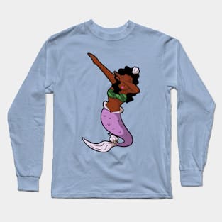 black dabbing mermaid Long Sleeve T-Shirt